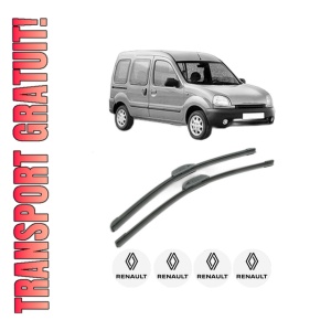 Set stergatoare RENAULT KANGOO (KC0/1_) din 1997-2010, pentru parbriz auto, 2 bucati, Bosch Aerotwin Retrofit, din cauciuc siliconat rezistent, 4 Stickere Auto RENAULT