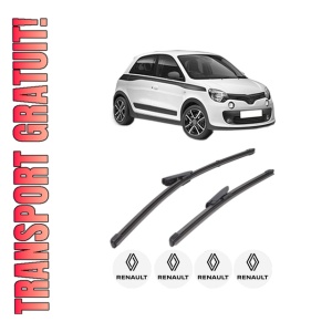 Set stergatoare RENAULT TWINGO III (BCM_, BCA_) din 2014-2020, pentru parbriz auto, 2 bucati, Valeo Silencio, din cauciuc siliconat rezistent, 4 Stickere Auto RENAULT