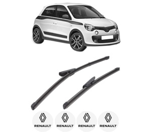 Set stergatoare RENAULT TWINGO III (BCM_, BCA_) din 2014-2020, pentru parbriz auto, 2 bucati, Valeo Silencio, din cauciuc siliconat rezistent, 4 Stickere Auto RENAULT v37020