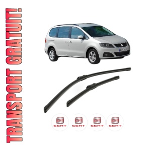 Set stergatoare SEAT ALHAMBRA (710, 711) din 2010-2022, pentru parbriz auto, 2 bucati, Bosch Aerotwin, din cauciuc siliconat rezistent, 4 Stickere Auto SEAT