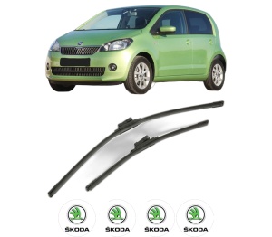 Set stergatoare SKODA CITIGO (NF1) din 2011-2019, pentru parbriz auto, 2 bucati, Bosch Aerotwin, din cauciuc siliconat rezistent, 4 Stickere Auto SKODA v54075