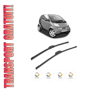 Set stergatoare SMART CITY-COUPE (450) din 1998-2003, pentru parbriz auto, 2 bucati, Bosch Aerotwin Retrofit, din cauciuc siliconat rezistent, 4 Stickere Auto SMART