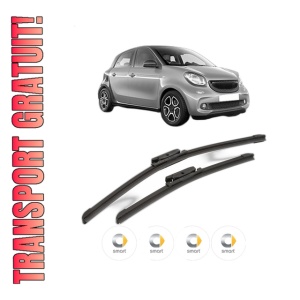 Set stergatoare SMART FORFOUR Hatchback (453) din 2014-2017, pentru parbriz auto, 2 bucati, Bosch Aerotwin, din cauciuc siliconat rezistent, 4 Stickere Auto SMART