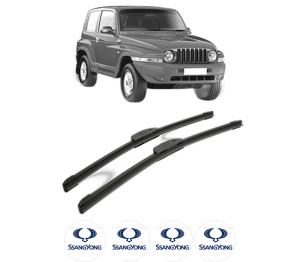 Set stergatoare SSANGYONG KORANDO (KJ) din 1996-1999, pentru parbriz auto, 2 bucati, Bosch Aerotwin Retrofit, din cauciuc siliconat rezistent, 4 Stickere Auto SSANGYONG v41705