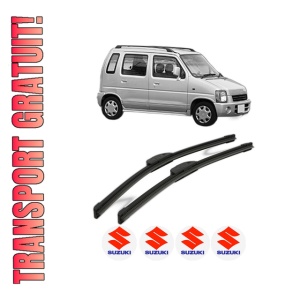 Set stergatoare SUZUKI WAGON R+ Hatchback (EM) din 1998, pentru parbriz auto, 2 bucati, Bosch Aerotwin Retrofit, din cauciuc siliconat rezistent, 4 Stickere Auto SUZUKI