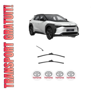 Set stergatoare TOYOTA bZ4X (_EAM1_) din 2021, pentru parbriz auto, 2 bucati, Valeo Silencio, din cauciuc siliconat rezistent, 4 Stickere Auto TOYOTA