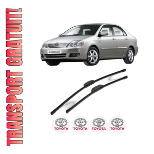 Set stergatoare TOYOTA COROLLA Saloon (_E12_) din 2001-2008, pentru parbriz auto, 2 bucati, Bosch Aerotwin Retrofit, din cauciuc siliconat rezistent, 4 Stickere Auto TOYOTA