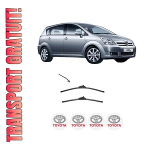 Set stergatoare TOYOTA COROLLA Verso (ZER_, ZZE12_, R1_) din 2004-2009, pentru parbriz auto, 2 bucati, Valeo Silencio, din cauciuc siliconat rezistent, 4 Stickere Auto TOYOTA