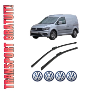 Set stergatoare Volkswagen CADDY ALLTRACK IV Box Body/MPV (SAA) din 2015-2020, pentru parbriz auto, 2 bucati, Bosch Aerotwin, din cauciuc siliconat rezistent, 4 Stickere Auto Volkswagen