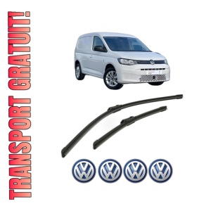 Set stergatoare Volkswagen CADDY V MPV (SBB, SBJ) din 2020-2024, pentru parbriz auto, 2 bucati, Bosch Aerotwin, din cauciuc siliconat rezistent, 4 Stickere Auto Volkswagen