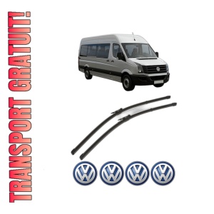 Set stergatoare Volkswagen CRAFTER 30-35 Bus (2E_) din 2006-2016, pentru parbriz auto, 2 bucati, Valeo Silencio Xtrm, din cauciuc siliconat rezistent, 4 Stickere Auto Volkswagen