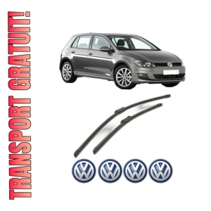 Set stergatoare Volkswagen GOLF VII (5G1, BQ1, BE1, BE2) din 2012-2021, pentru parbriz auto, 2 bucati, Bosch Aerotwin, din cauciuc siliconat rezistent, 4 Stickere Auto Volkswagen