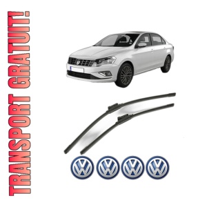 Set stergatoare Volkswagen JETTA IV (162, 163, AV3, AV2) din 2010-2018, pentru parbriz auto, 2 bucati, Bosch Aerotwin, din cauciuc siliconat rezistent, 4 Stickere Auto Volkswagen