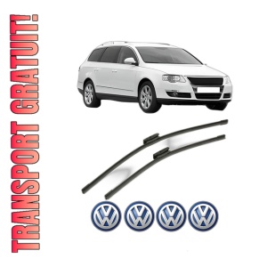 Set stergatoare Volkswagen PASSAT B6 Variant (3C5) din 2005-2011, pentru parbriz auto, 2 bucati, Bosch Aerotwin Multi, din cauciuc siliconat rezistent, 4 Stickere Auto Volkswagen