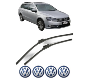 Set stergatoare Volkswagen PASSAT B7 Estate Van (365) din 2010-2014, pentru parbriz auto, 2 bucati, Bosch Aerotwin, din cauciuc siliconat rezistent, 4 Stickere Auto Volkswagen v53055