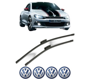 Set stergatoare Volkswagen SCIROCCO Van (137) din 2009-2014, pentru parbriz auto, 2 bucati, Bosch Aerotwin Multi, din cauciuc siliconat rezistent, 4 Stickere Auto Volkswagen v54555