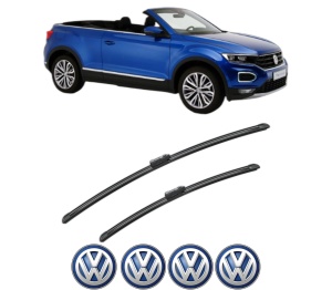 Set stergatoare Volkswagen T-ROC Convertible (AC7, AC8) din 2019-2020, pentru parbriz auto, 2 bucati, Bosch Aerotwin, din cauciuc siliconat rezistent, 4 Stickere Auto Volkswagen v49185