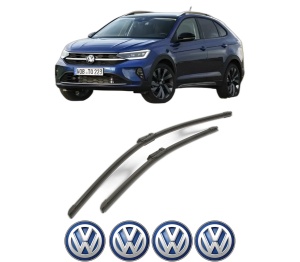 Set stergatoare Volkswagen TAIGO (CS1) din 2021-2024, pentru parbriz auto, 2 bucati, Bosch Aerotwin, din cauciuc siliconat rezistent, 4 Stickere Auto Volkswagen v52075