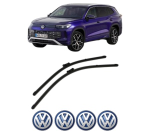 Set stergatoare Volkswagen TAYRON (R41) din 2024, pentru parbriz auto, 2 bucati, Valeo Silencio Xtrm, din cauciuc siliconat rezistent, 4 Stickere Auto Volkswagen v35340