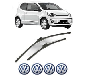 Set stergatoare Volkswagen UP! (121, 122, BL1, BL2, BL3, 123) din 2011-2023, pentru parbriz auto, 2 bucati, Bosch Aerotwin, din cauciuc siliconat rezistent, 4 Stickere Auto Volkswagen v54015