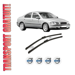 Set stergatoare VOLVO S60 I (384) din 2000-2010, pentru parbriz auto, 2 bucati, Bosch Aerotwin, din cauciuc siliconat rezistent, 4 Stickere Auto VOLVO