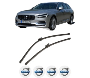 Set stergatoare VOLVO V90 II Estate (235) din 2016-2022, pentru parbriz auto, 2 bucati, Valeo Silencio Xtrm, din cauciuc siliconat rezistent, 4 Stickere Auto VOLVO v35520