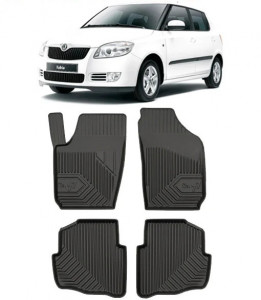 Skoda Fabia I Din 2000 - 2007, Sedan , Set Covorase Auto Tip Tavita Premium 3D, din cauciuc accesorii pentru autoturismul tau - masina v167912