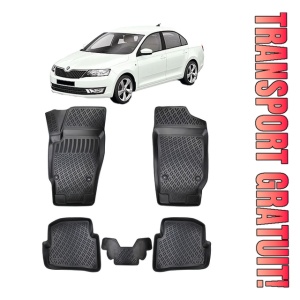 Skoda Fabia III 2015-2021 Set 5 covorase auto din cauciuc tip tavita premium line 3D