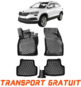 Skoda Karoq 2017- Set 4 covorase auto din cauciuc tip tavita premium line 3D accesorii pentru autoturismul tau - masina v241969