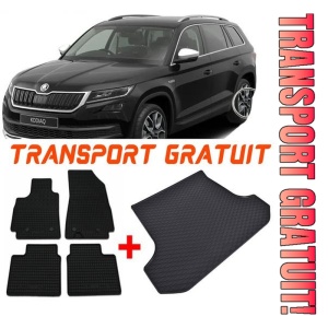 Skoda Kodiaq din 03.2017 - Prezent Suv 7 Locuri (Rand 3 Ridicat) *1, Set Covorase + tavita portbagaj auto