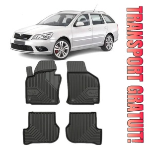 Skoda Octavia II Din 2004 - 04.2013, Combi , Set Covorase Auto Tip Tavita Premium 3D, din cauciuc