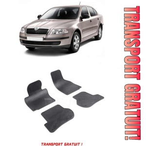 Skoda Octavia II fabricat din 03.2004 - 01.2013, Hatchback, set covorase auto dedicate, din cauciuc 100% Premium - Transport Gratuit