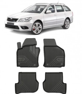 Skoda Octavia II Rs Din 2004 - 04.2013, Combi , Set Covorase Auto Tip Tavita Premium 3D, din cauciuc accesorii pentru autoturismul tau - masina v164434