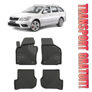 Skoda Octavia II Scout Din 2004 - 04.2013, Combi , Set Covorase Auto Tip Tavita Premium 3D, din cauciuc