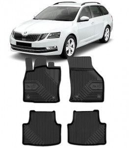 Skoda Octavia III Scout Din 05.2013 - 05.2020, Combi , Set Covorase Auto Tip Tavita Premium 3D, din cauciuc accesorii pentru autoturismul tau - masina v168744