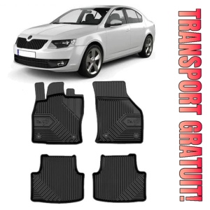 Skoda Octavia III Scout Din 05.2013 - 05.2020, Hatchback , Set Covorase Auto Tip Tavita Premium 3D, din cauciuc