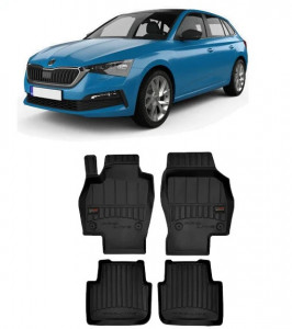 Skoda Scala, Hatchback, Din 04.2019 - Prezent , Set Covorase Auto Tip Tavita Premium 3D, din cauciuc accesorii pentru autoturismul tau - masina v169780