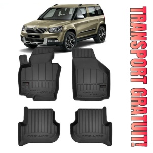 Skoda Yeti, Suv, Din 06.2009 - 11.2017 , Set Covorase Auto Tip Tavita Premium 3D, din cauciuc