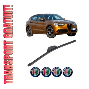Stergator lamela spate ALFA ROMEO STELVIO (949_) din 2016, pentru luneta auto, Valeo Silencio, din cauciuc siliconat rezistent, 4 Stickere Auto ALFA ROMEO