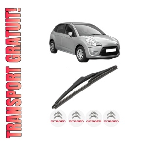 Stergator lamela spate CITROEN C3 II (SC_) din 2009 - 2016, pentru luneta auto, Valeo Silencio, din cauciuc siliconat rezistent, 4 Stickere Auto CITROEN - Img 1