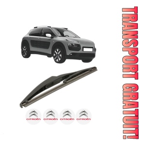 Stergator lamela spate CITROEN C4 CACTUS din 2014 - 2018, pentru luneta auto, Bosch Twin, din cauciuc siliconat rezistent, 4 Stickere Auto CITROEN