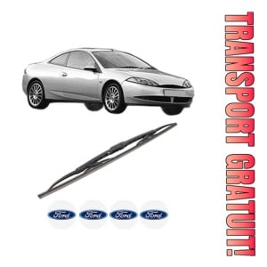 Stergator lamela spate FORD COUGAR (EC_) din 1998 - 2001, pentru luneta auto, Bosch Twin, din cauciuc siliconat rezistent, 4 Stickere Auto FORD