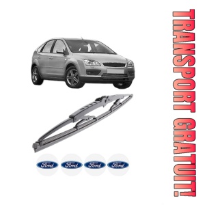Stergator lamela spate FORD FOCUS II (DA_, HCP, DP) din 2004 - 2012, pentru luneta auto, Bosch Twin, din cauciuc siliconat rezistent, 4 Stickere Auto FORD