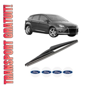 Stergator lamela spate FORD FOCUS III din 2010 - 2020, pentru luneta auto, Valeo Silencio, din cauciuc siliconat rezistent, 4 Stickere Auto FORD