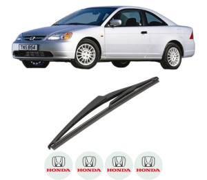 Stergator lamela spate HONDA CIVIC VII Coupe (EM2) din 2001 - 2005, pentru luneta auto, Valeo Silencio, din cauciuc siliconat rezistent, 4 Stickere Auto HONDA v19960