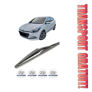 Stergator lamela spate HYUNDAI i20 II (GB, IB) din 2014 - 2021, pentru luneta auto, Bosch Twin, din cauciuc siliconat rezistent, 4 Stickere Auto HYUNDAI