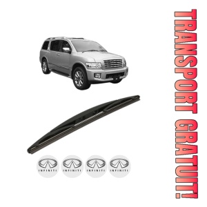 Stergator lamela spate INFINITI QX56 din 2003 - 2014, pentru luneta auto, Bosch Twin, din cauciuc siliconat rezistent, 4 Stickere Auto INFINITI