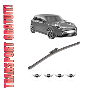 Stergator lamela spate MINI MINI CLUBMAN (R55) din 2007 - 2014, pentru luneta auto, Valeo Silencio Xtrm, din cauciuc siliconat rezistent, 4 Stickere Auto MINI
