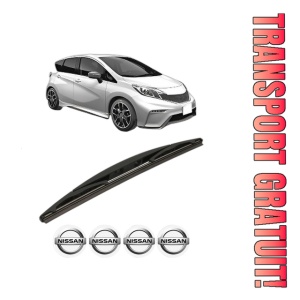 Stergator lamela spate NISSAN NOTE (E12) din 2012 - 2016, pentru luneta auto, Bosch Twin, din cauciuc siliconat rezistent, 4 Stickere Auto NISSAN