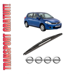 Stergator lamela spate NISSAN TIIDA Hatchback (C11) din 2004 - 2013, pentru luneta auto, Valeo Silencio, din cauciuc siliconat rezistent, 4 Stickere Auto NISSAN